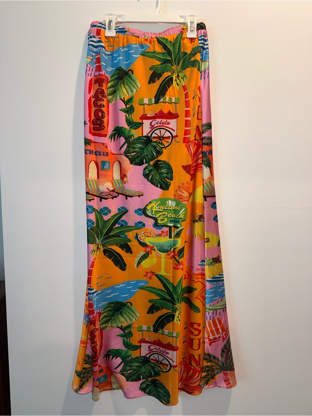 Kulani Kinis Tropical Print Maxi Skirt set in Orange & Pink size SMALL - Picture 3 of 3